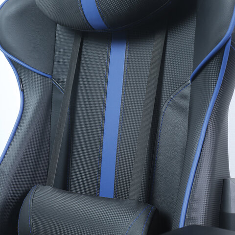 Кресло компьютерное BRABIX «GT Carbon GM-120», две подушки, экокожа, черное/синее, 531930