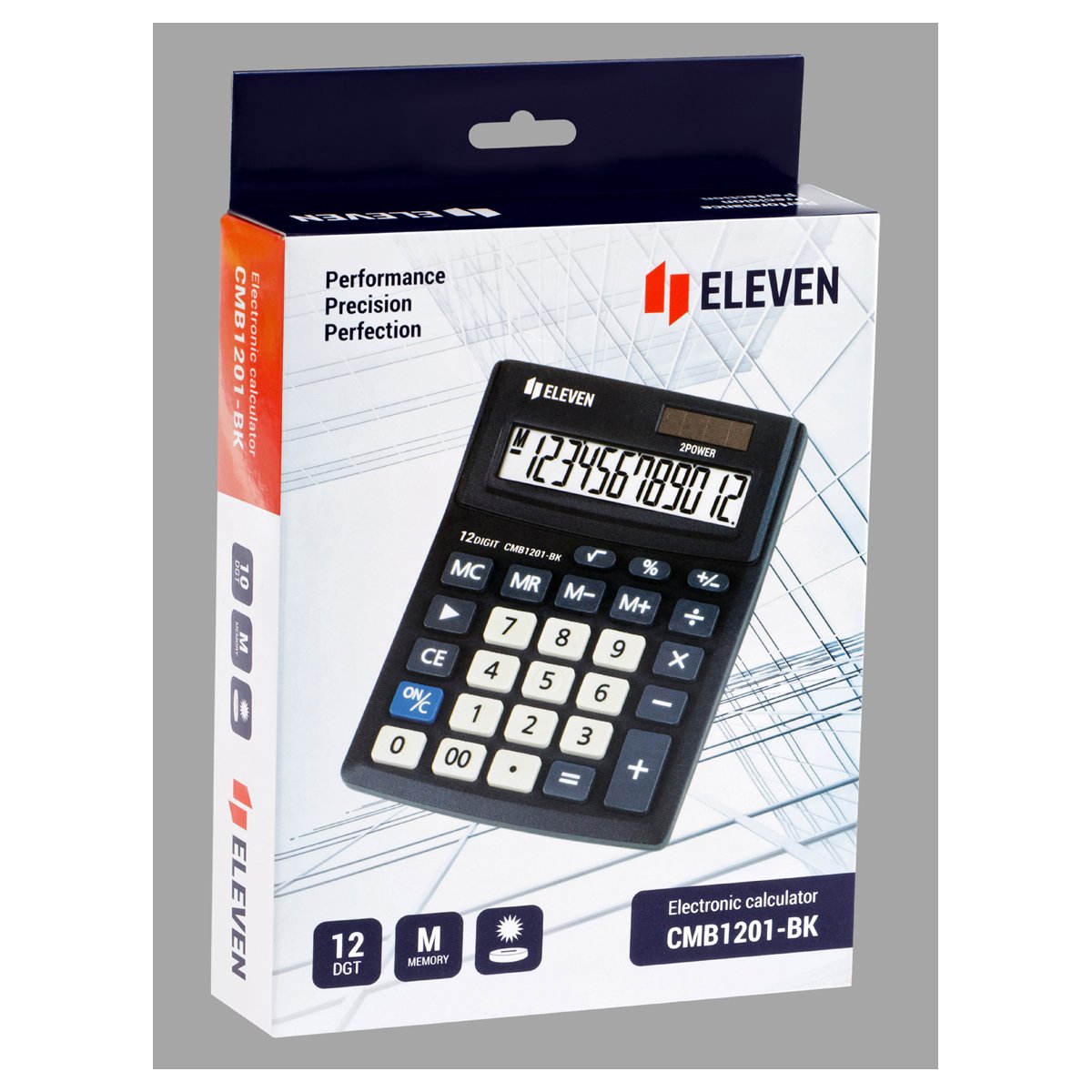 Калькулятор настольный Eleven Business Line CMB1201-BK, 12 разрядов, двойное питание, 102×137×31мм, черный