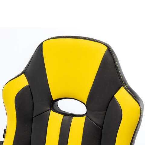 Кресло компьютерное BRABIX «Stripe GM-202», экокожа, черное/желтое