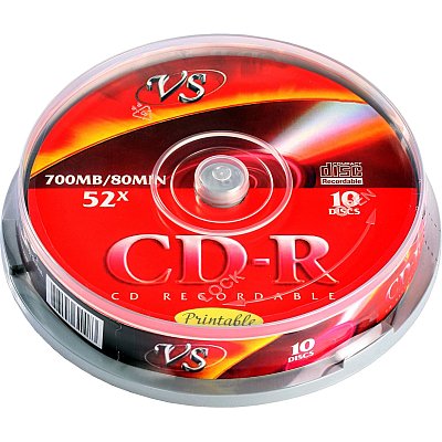 Носители информации CD-R 80 52x, VS, 10шт/уп Ink Print