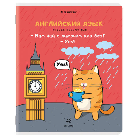 Тетради предметные, КОМПЛЕКТ 12 ПРЕДМЕТОВ, КОТ-ЭНТУЗИАСТ, 48л, TWIN лак, BRAUBERG