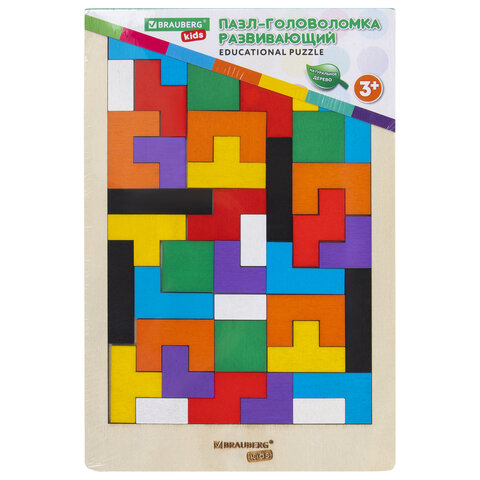 Головоломка развивающая деревянная «Тетрис», цветной, 18×27 см, BRAUBERG KIDS