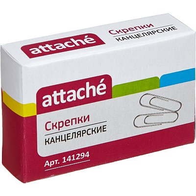 Скрепки 22мм 100 шт./уп. ATTACHE никелированные,к/кор.