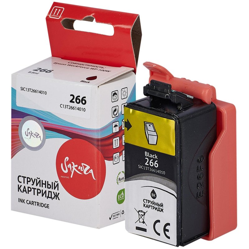 превью Картридж струйный Sakura C13T26614010 266 BK пиг. чер. для Epson WF-100W