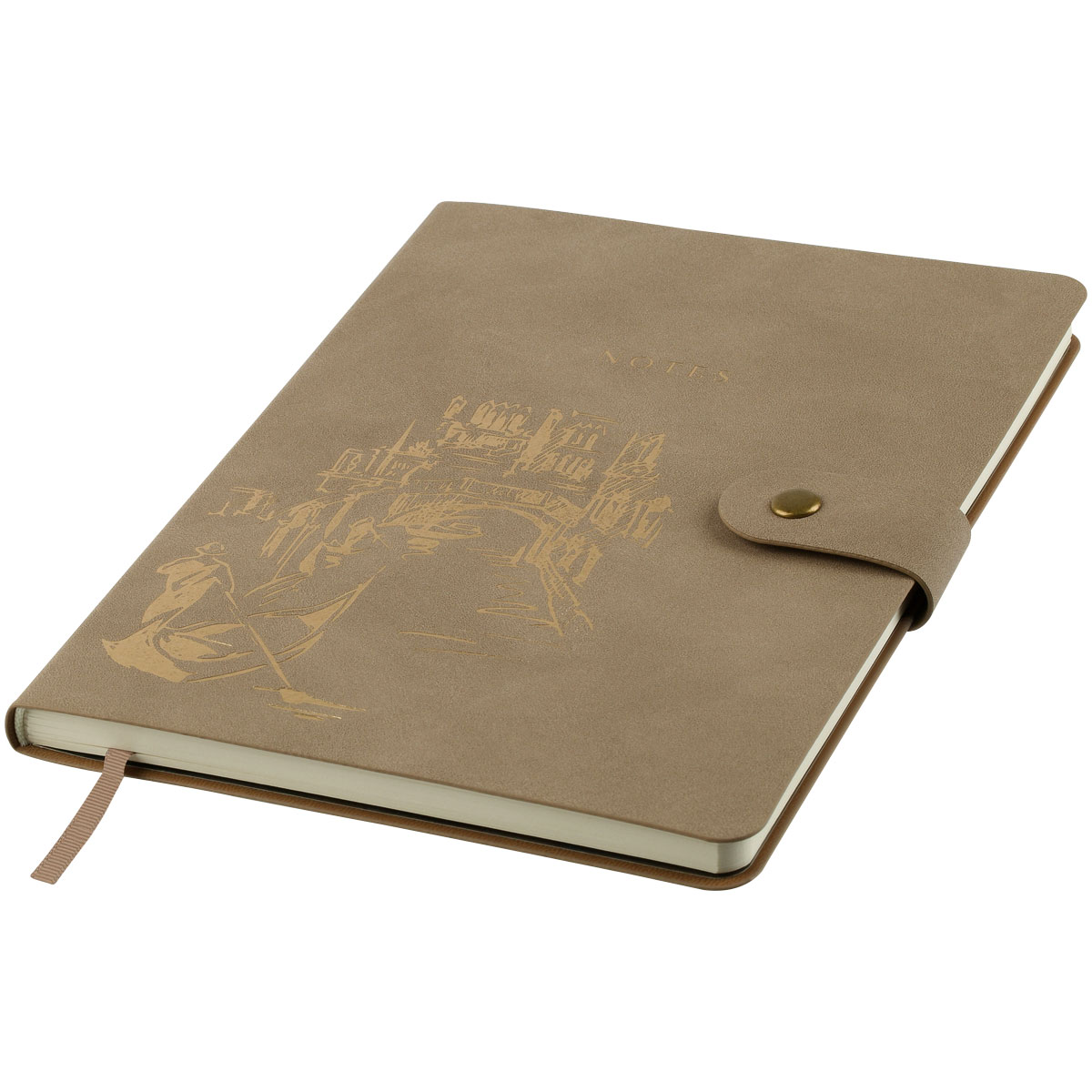 Записная книжка А5 80 л., ЛАЙТ, кожзам, Greenwich Line «Outline. Venice», с замком, тиснение фольгой, внутренний карман, блок в точку