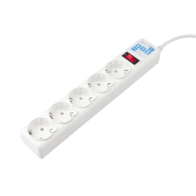 Сетевой фильтр Power Cube B 3.0 м 5 роз (белый) 10А/2.2кВт (SPG-B-10-WHITE)