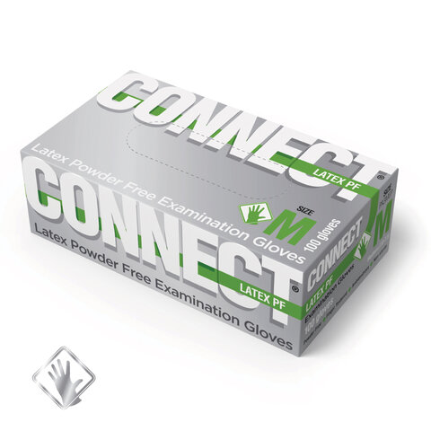 Перчатки смотровые латексные CONNECT неопудренные, 50 пар (100 штук), размер M (средний)