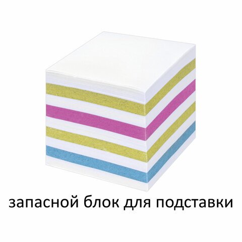 Блок для записей STAFF непроклеенный, куб 9×9×9 см, цветной, чередование с белым