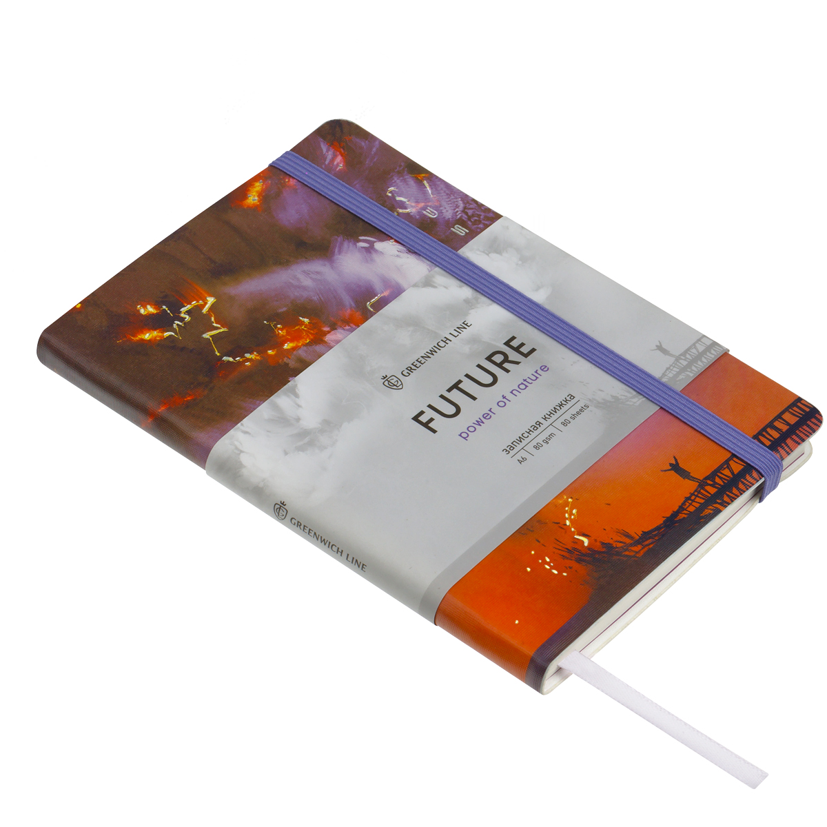Записная книжка А6 80л. ЛАЙТ, кожзам, Greenwich Line «Power of nature», с резинкой, тиснение фольгой, блок в клетку