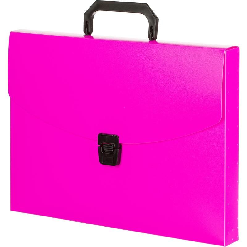Папка-портфель пластиковая Attache Neon А4 розовая (335×230 мм, 1 отделение)