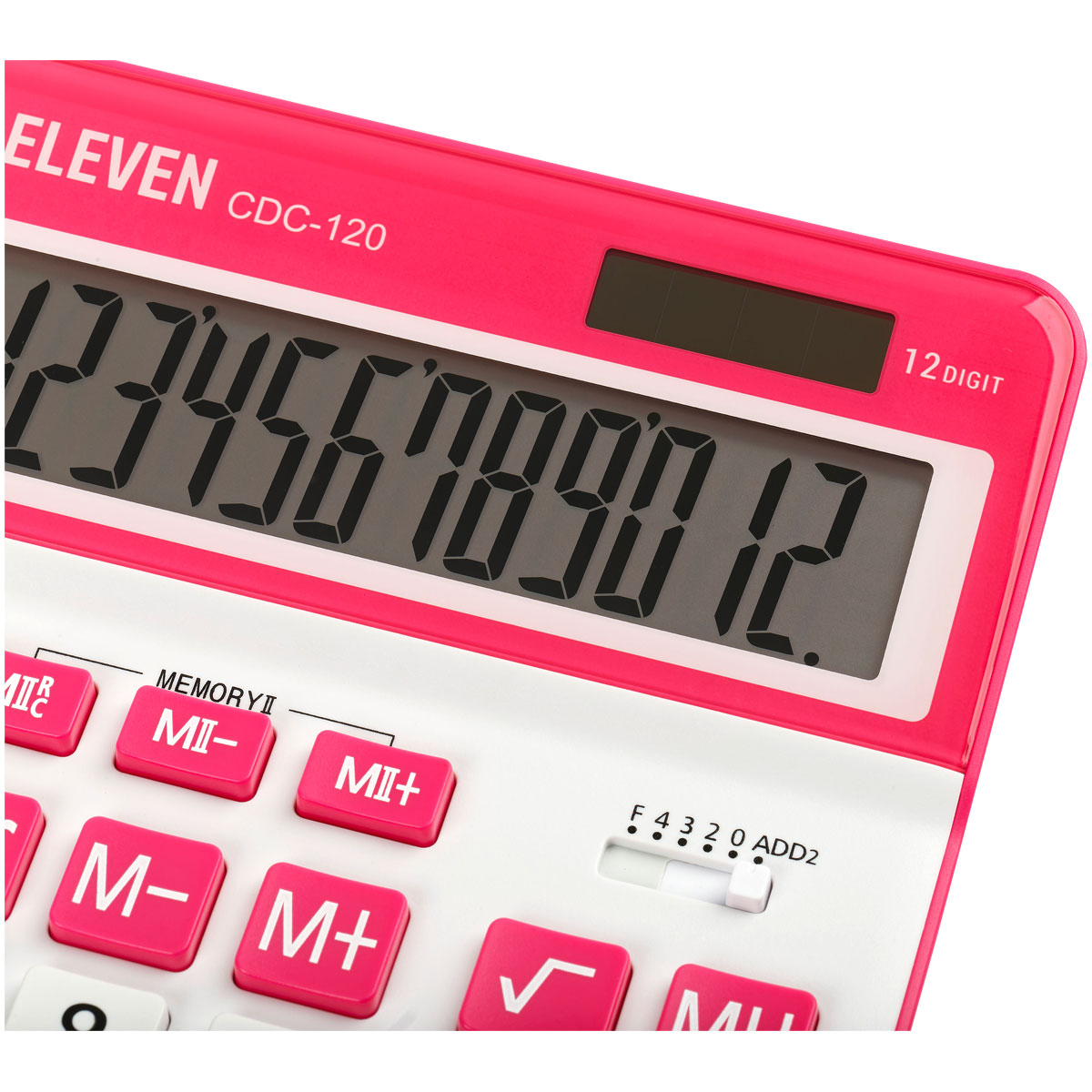 Калькулятор настольный Eleven CDC-120-WH/RD, 12 разрядов, двойное питание, 155×206×38мм, белый/красный