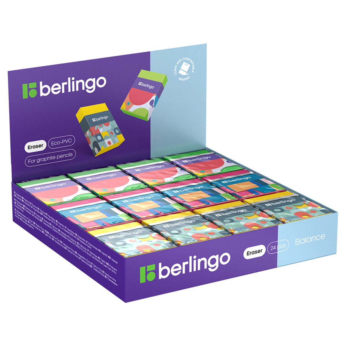 Ластик Berlingo «Balance», Eco-PVC, пластиковый держатель с печатью, 45×32×11мм