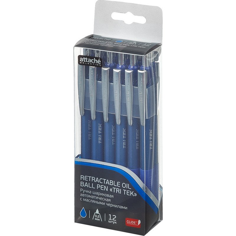 Ручка шариковая автоматическая Attache Selection Glide Tri Tek синяя (толщина линии 0.5 мм)
