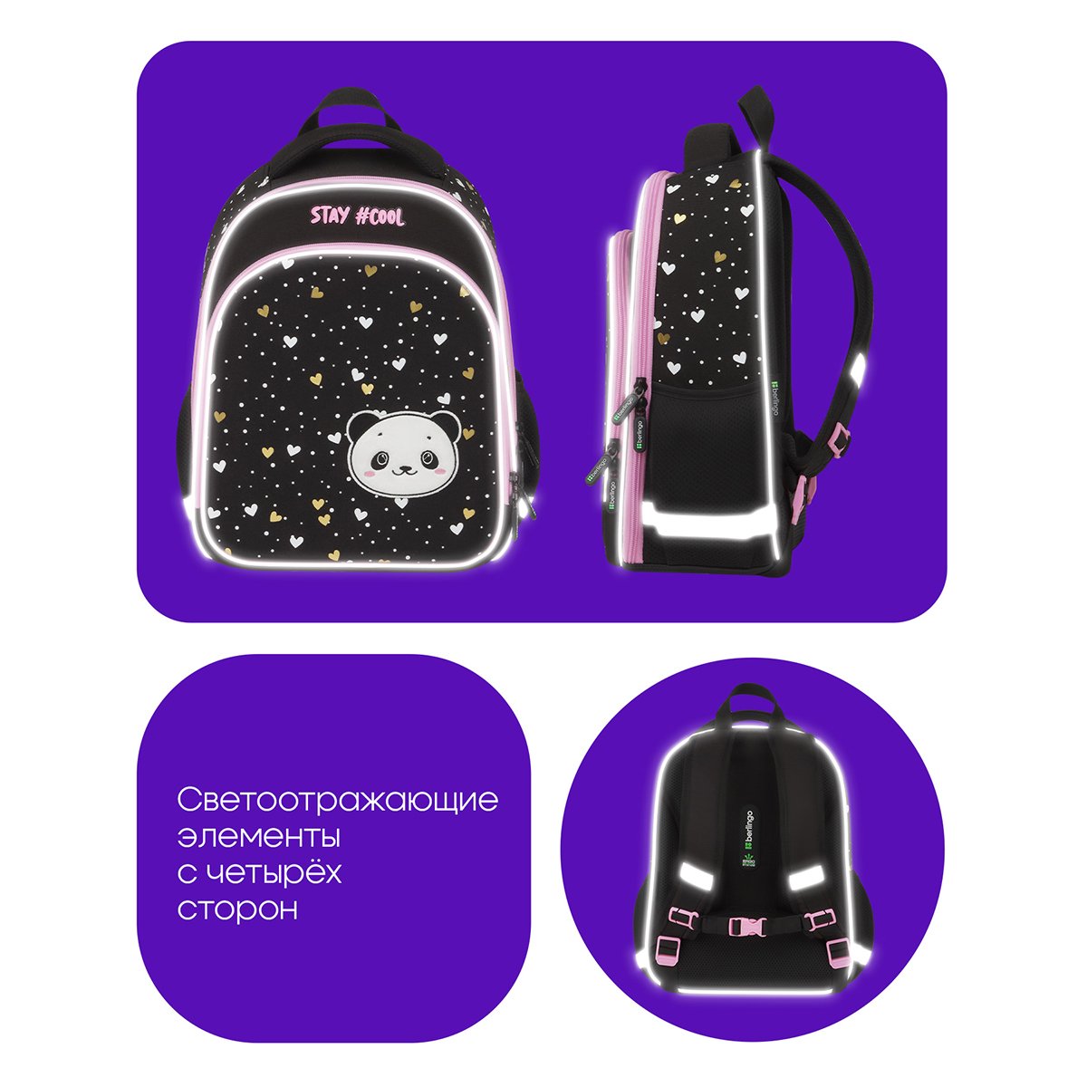 Ранец Berlingo Expert Plus «Cool panda» 38×29×15см, 2 отделения, 2 кармана, анатомическая спинка