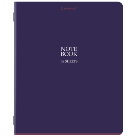 Тетрадь А5, 48 л., BRAUBERG, скоба, клетка, SoftTouch, «NoteBookMono», (микс в спайке)