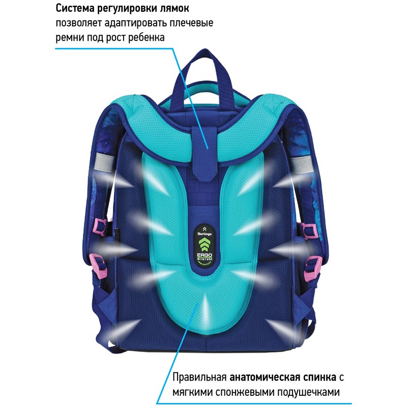 Ранец Berlingo Expert «Galactic cats» 37×28×16см, 2 отделения, 2 кармана, анатомическая спинка