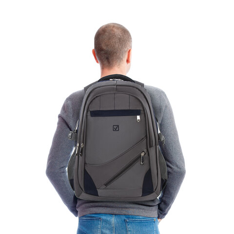 Рюкзак BRAUBERG «MainStream 1», 35 л, размер 45×32х19 см, ткань, серо-синий