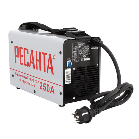 Сварочный аппарат инверторный, сварочный ток до 250 А, диаметр электрода до 6 мм, РЕСАНТА САИ 250