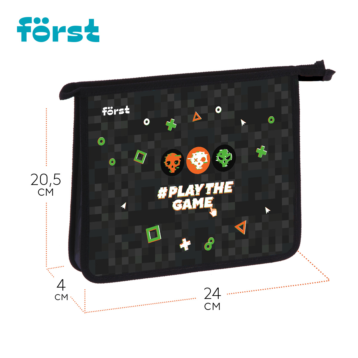Папка для тетрадей 1 отделение, А5 Först «Play the game», 240×205×40 мм, пластик, на молнии
