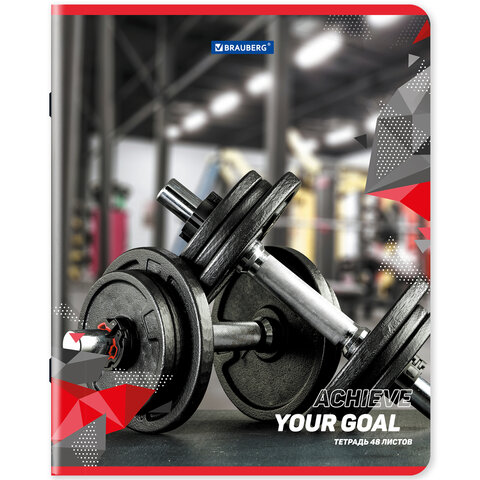 Тетради ДЭК А5 48 л. КОМПЛЕКТ 5 шт., BRAUBERG скоба, клетка, глянцевый лак, «Sport Club»