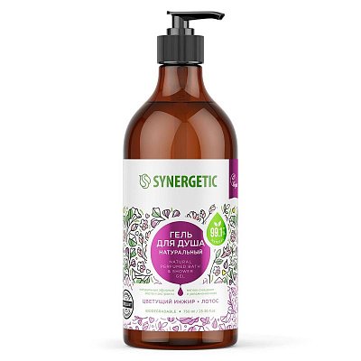 Гель для душа Synergetic Цветущий инжир и лотос увлажняющий, 750мл