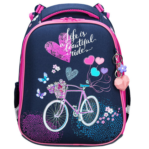 Ранец BRAUBERG PREMIUM, 2 отделения, с брелком, «Beautiful ride», 38×29х16 см
