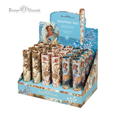 Ручка шариковая в футляре BRUNO VISCONTI DreamWrite Fauna, СИНЯЯ, ассорти, линия 0.5м