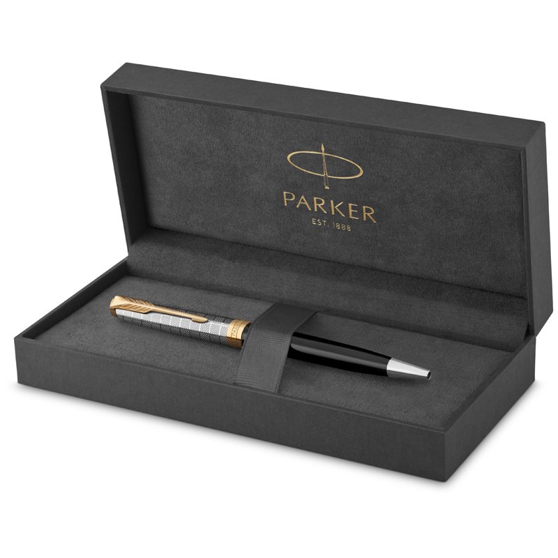 Ручка шариковая Parker «Sonnet Metal&Black GT», черная, 1.0мм, поворот., подарочная упаковка