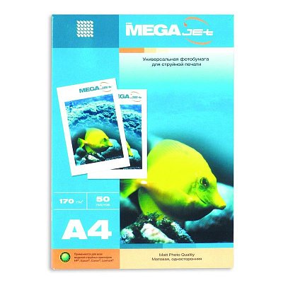Бумага для цв. струй. печ. MEGAJET (А4.170г, матов., пачка 50л)