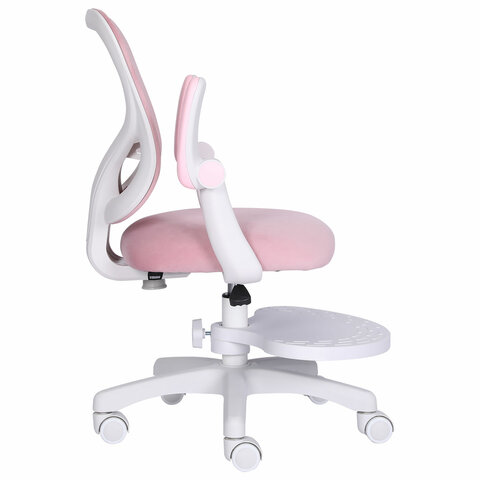 Кресло детское с подставкой для ног BRABIX «Sky MG-206», велюр, розовое