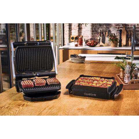 Электрогриль TEFAL GC714834, 2000 Вт, съемные панели, регулировка температуры, черный