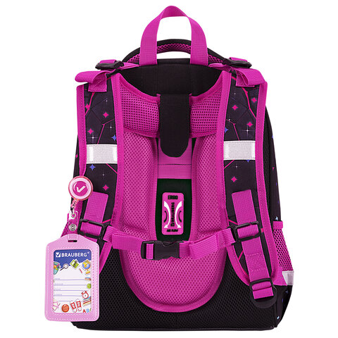 Ранец BRAUBERG PREMIUM, 2 отделения, с брелоком, «Pink lava», 38×29х16 см