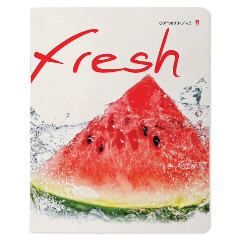 Тетрадь А5 48л. АЛЬТ скоба, клетка, глянцевый лак, Фрукты New (5 видов)