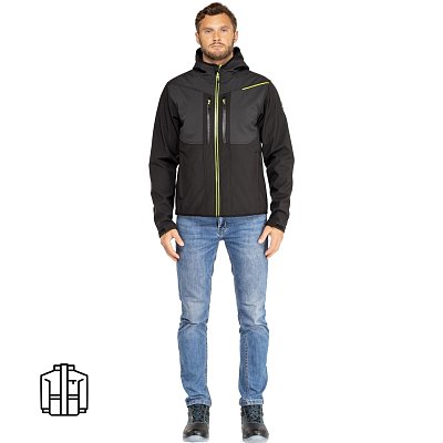 Куртка муж демисез. софтшел HORTEN2 черн/жел р.3XL(арт. HORT2NJ3X)