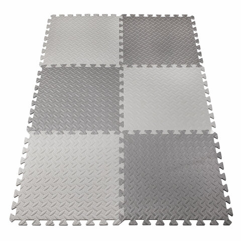 Коврик-пазл напольный 1.5×1 м, 6 шт., 50×50 см, толщина 1 см, серый, светло-серый, ЮНЛАНДИЯ