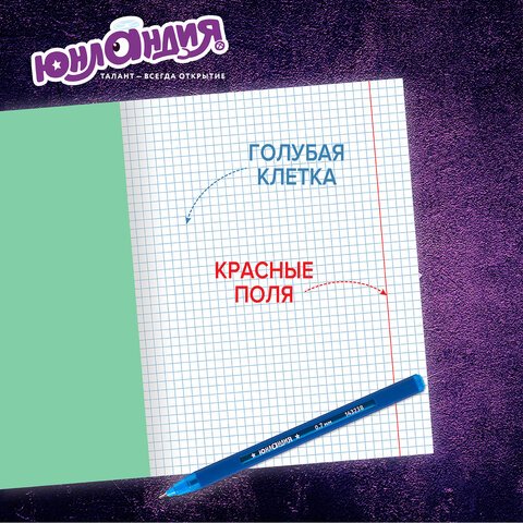 Тетради ДЭК 12 л. КОМПЛЕКТ 20 шт. с ЗЕЛЁНОЙ обложкой, ЮНЛАНДИЯ, клетка