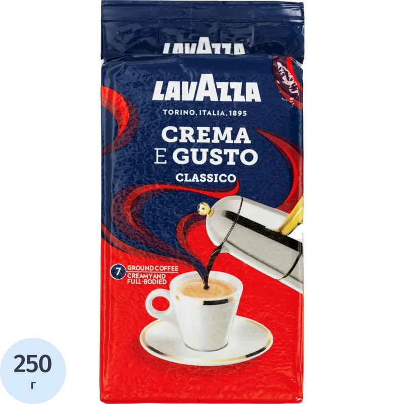 превью Кофе молотый Lavazza Crema e Gusto Classico 250 г (вакуумная упаковка)