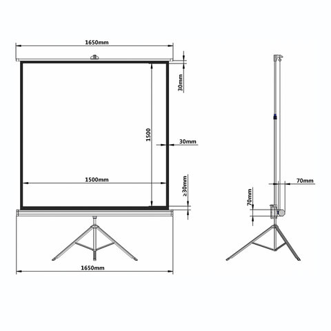 Экран проекционный на треноге (150×150 см), матовый, 1:1, BRAUBERG «TRIPOD»