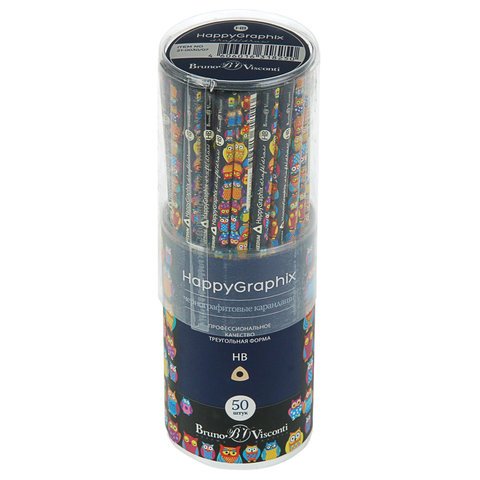 Карандаш чернографитный BRUNO VISCONTI, 1 шт., «Сказочные совы», НВ, без резинки, заточенный