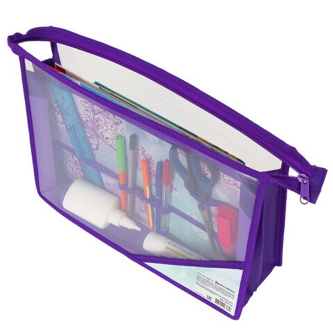 Папка для труда BRAUBERG А4, 2 отделения, пластик, молния сверху, органайзер, «Butterfly», 229133