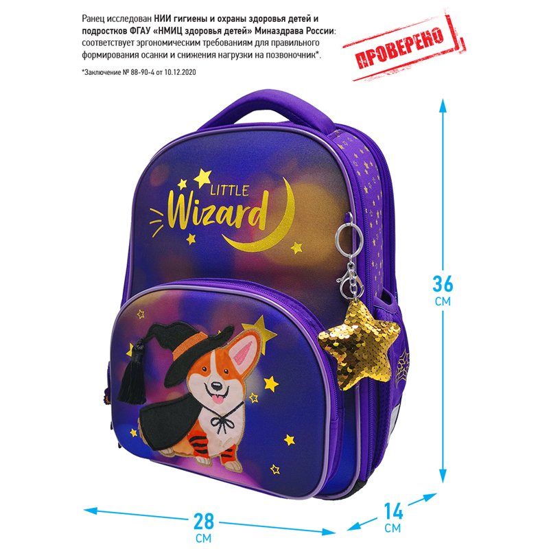 Ранец Berlingo Profi «Little wizard» 36×28×14см, 2 отделения, 4 кармана, анатомическая спинка