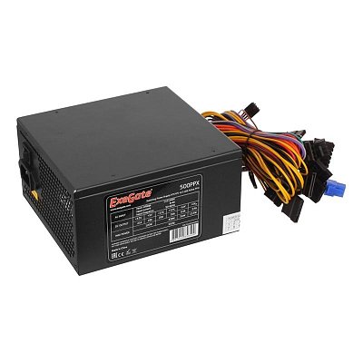 Блок питания ExeGate 500W 500PPX ATX, SC, 14cm fan, black (EX221641RUS-S)