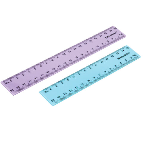 Линейки пластиковые 15, 20 см, пастельные, BRAUBERG, НАБОР 2 штуки, европодвес