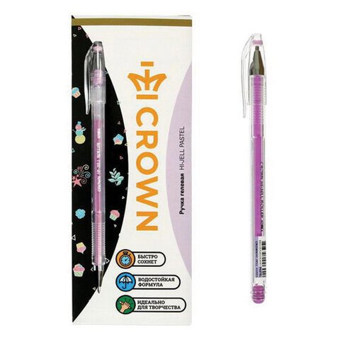 Ручка гелевая Crown «Hi-Jell Pastel» фиолетовая пастель, 0.8мм