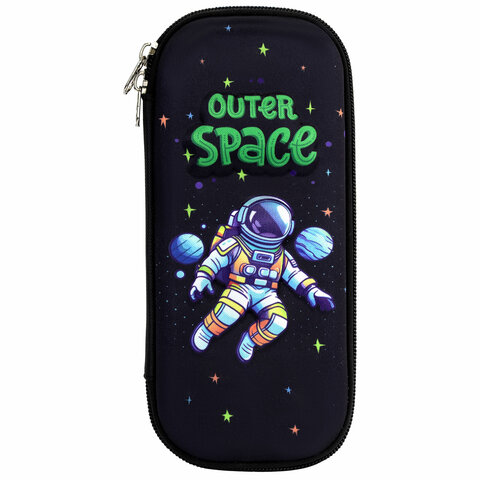 Пенал ЮНЛАНДИЯ, 1 отделение, карман, полиэстер/EVA, 22×10х5 см, «Outer space»