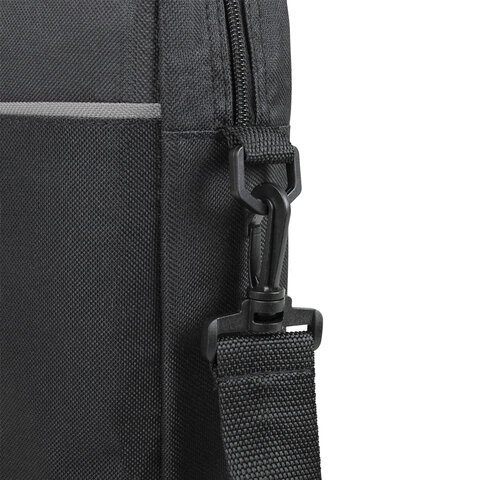 Сумка портфель BRAUBERG PRACTICAL с отделением для ноутбука 15.6", Grey line, черная, 29×40х7 см