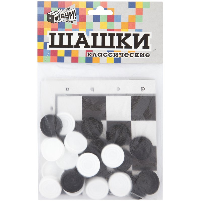 превью Игра настольная Шашки классические, Русский стиль «Цена. Бум. Игра », пластиковые, европодвес