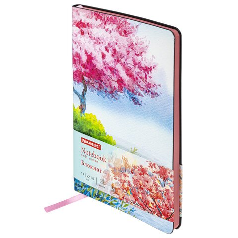превью Блокнот А5 (143×210 мм), BRAUBERG VISTA «Spring weather», под кожу, гибкий, 80 л. 