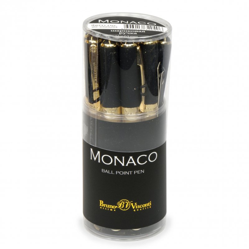 Ручка шариковая BRUNO VISCONTI MONACO, черный корпус, узел 0.5 мм, линия письма 0.3 мм, синяя