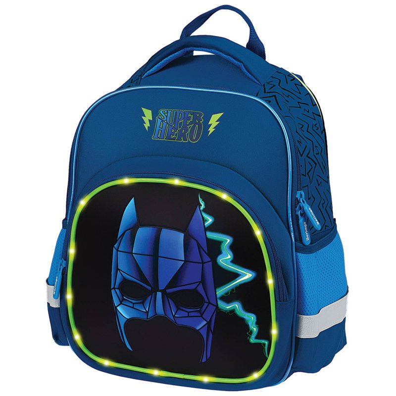 превью Рюкзак Berlingo Kids «Super hero» 36×27×12см, 1 отделение, 2 кармана, эргономичная спинка, LED кант